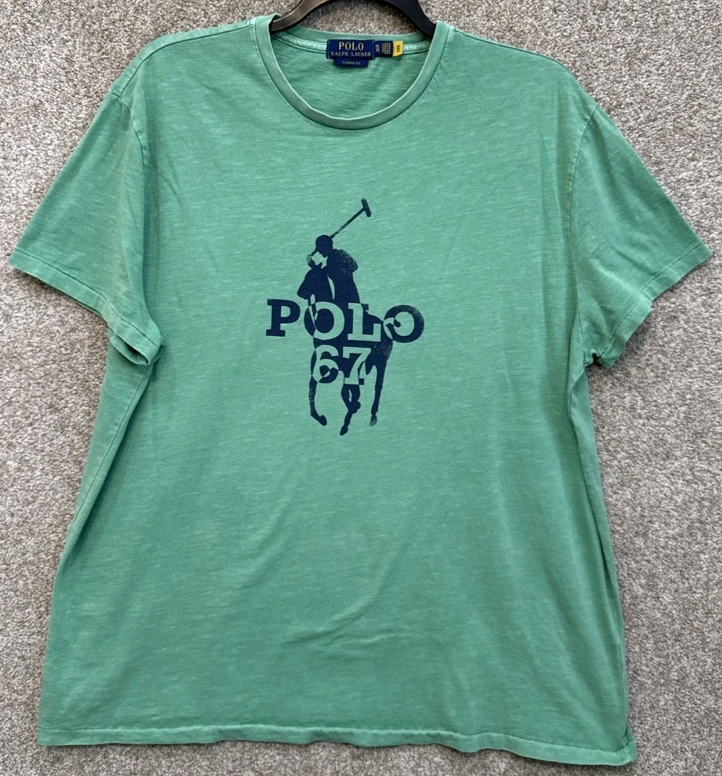 Polo Ralph Lauren Mens Green Big Pony Short Sleeve Classic Fit T-Shirt Size XL