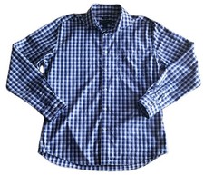 Pronto Uomo Men's Shirt 16 1/2, 34/35 Blue White Check Slim Fit Non-Iron Cotton