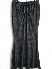 Medium Whimsigoth Dark Floral Ruched Maxi Skirt Grunge Fairycore ROMWE