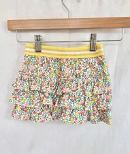 Mini Boden Girls Mini Skirt Tiered Floral Yellow Cotton Pull On Size 3-4 EUC