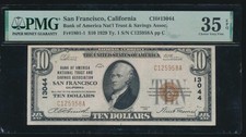 AC 1929 $10 Bank of America NT&SA San Francisco, California ch#13044 PMG 35EPQ