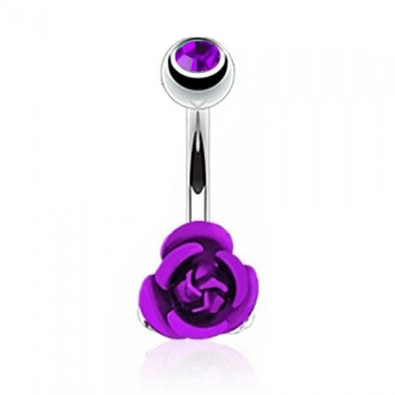 14g Rose Flower Surgical Steel Navel Ring Beach Floral Love Summer Travel - Image 4 of 4