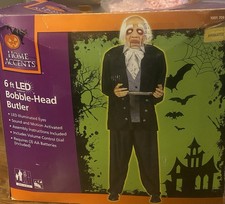 Home Accent 6ft Led Bobble-Head Butler Halloween Prop Decor Indoor Use Only