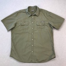 Eddie Bauer Shirt Mens XLT Green Ripstop Short Sleeve Button Up Outdoor Hiking