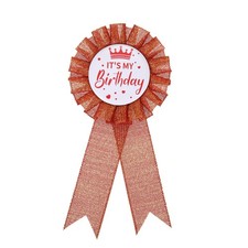 Birthday Ribbon, 6.3 x 3" Award Ribbon Pin IT'S MY Birthday Pin, Red