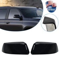 2X Mirror Covers Caps Gloss Black For Chevrolet Tahoe 2015-2020 W/O Side Cameras