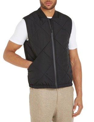 CALVIN KLEIN Signature Quilt Herrenweste S Schwarz Gepolstert Bomber Weste