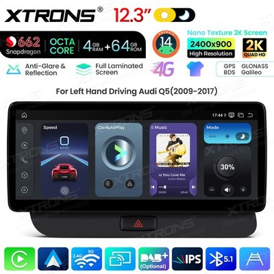 2K 12.3'' Car Screen Qualcomm CPU 8Core 4G Android 14 64G CarPlay USB For Audi Q5