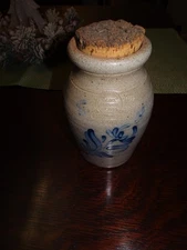 Rowe Pottery Works Jar with cork lid 1990 Cambridge Wisconsin