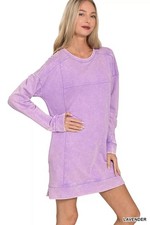 Women's Acid-Washed Cotton French-Terry Pocket Dress