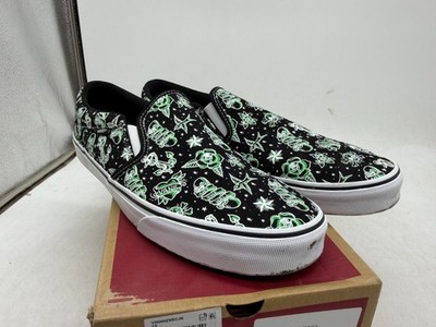 Vans Asher Sneakers Men's Tattoo Black Slip-On Low Top Athletic Shoes - 13