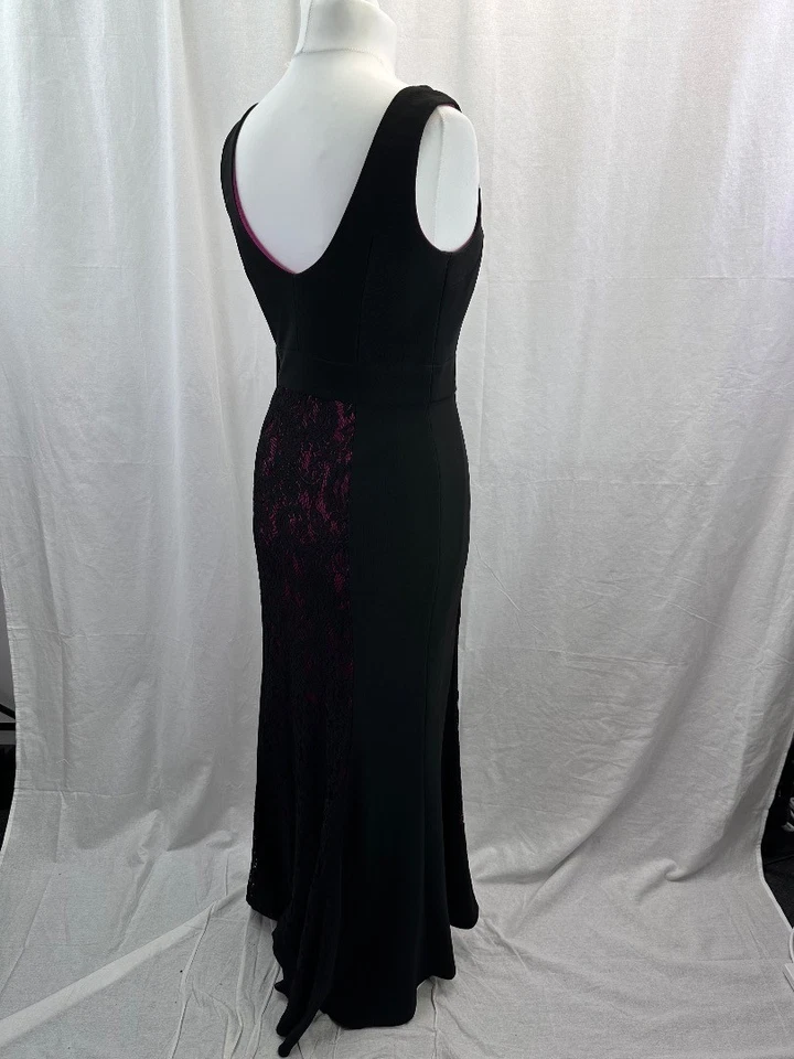 JS Collections Black Dress Floor Length Lace Panel Evening Dress Size 12 BNWT - Image 4 of 4