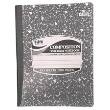 Black Composition Wide Ruled Notebook   9.75" x 7.5", 100 Sheets / 200 Pages