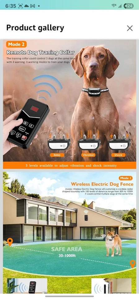 Sistema inalámbrico de cerca para perros - Cerca para perros Collar de descarga eléctrica Entrenamiento con rem... Foto 2 de 3