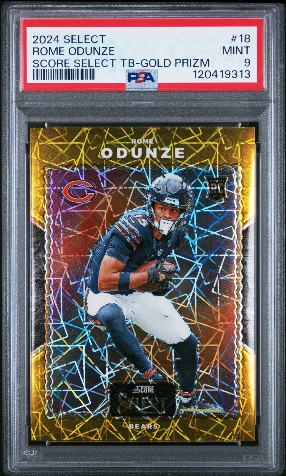 Rome Odunze Panini Select Score Select Throwback #18 Gold Prizm
