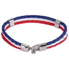 Jewelry Bracelet, France French Flag Bracelet, Alloy, White Red- (Width 143532