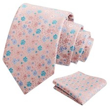 Mens 3.15inches Exquisite Floral Tie with Small Flower D142-blush Pink blue