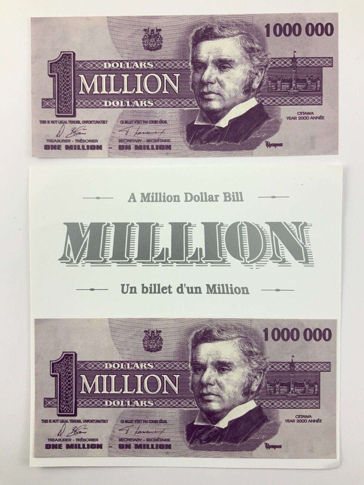 One Million Dollar Bill Ottawa Year 2000 Gag Dollar Z601