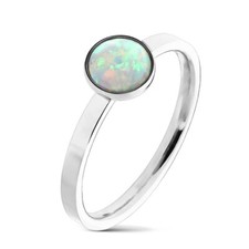 Ring Opal  Edelstahl silber  Damen  Stein Damenring Fingerring  Geschenk für Sie