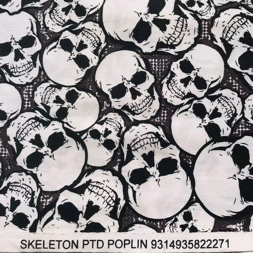 Tela de popelín calavera esqueleto en venta por The Fat Quarter FQ 45 cm L x 55 cm W ~ Nuevo - Imagen 7 de 8