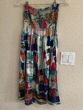 Lapis Teal Pink with Sequins Strapless Dress One Size