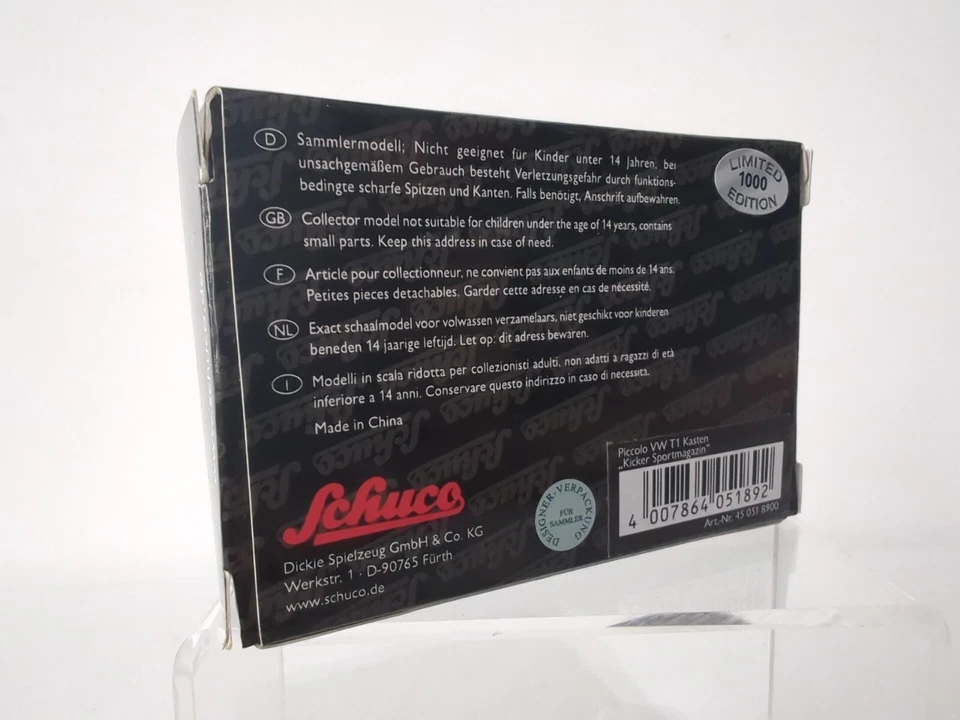 NUEVO EN CAJA NUEVO SCHUCO PICCOLO VW T1 CAJA KICKER REVISTA DEPORTIVA CÁMPER DIECAST Foto 3 de 3