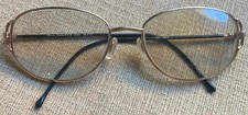 Vintage Gloria Vanderbilt 3002 Black/Gold Oval Metal Eyeglasses 54-17 135 Italy