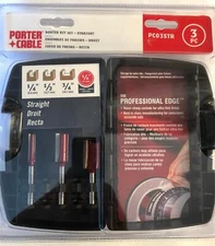 Porter Cable PC03STR 3 Piece Straight Router Bit Set & Case 1/4-Inch Shank