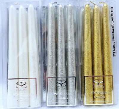 Tafelkerzen gold silber weiß konisch glitzernd 20 cm 4 Stunden Brenndauer Qualität