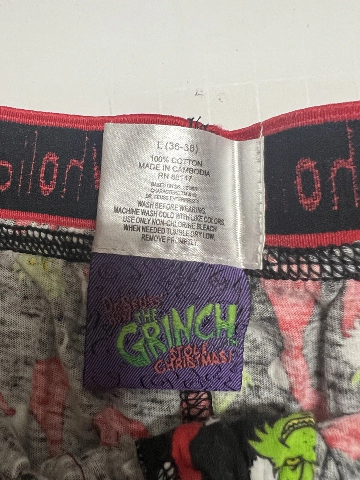 Dr Suess Grinch Estola Navidad Tejido Dormir Pantalones Cortos Vacaciones Boxers Whoville Hombres L Foto 3 de 4