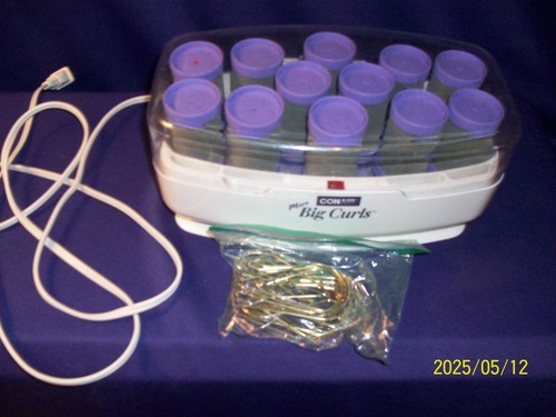 CONAIR More Big Curls 12 JUMBO HOT Rollers Curlers CHV12N Purple With 12 Clips