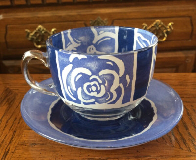 Luminarc Cobalt Blue / White Flowers Cups, Mugs ,  Plates , Bowl. You choose.
