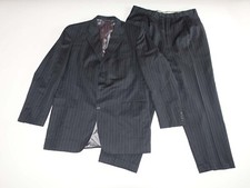 Jack Victor Men's Pinstripe 3 Button Suit Size 46 X-Long 38 x 31 Charcoal Gray