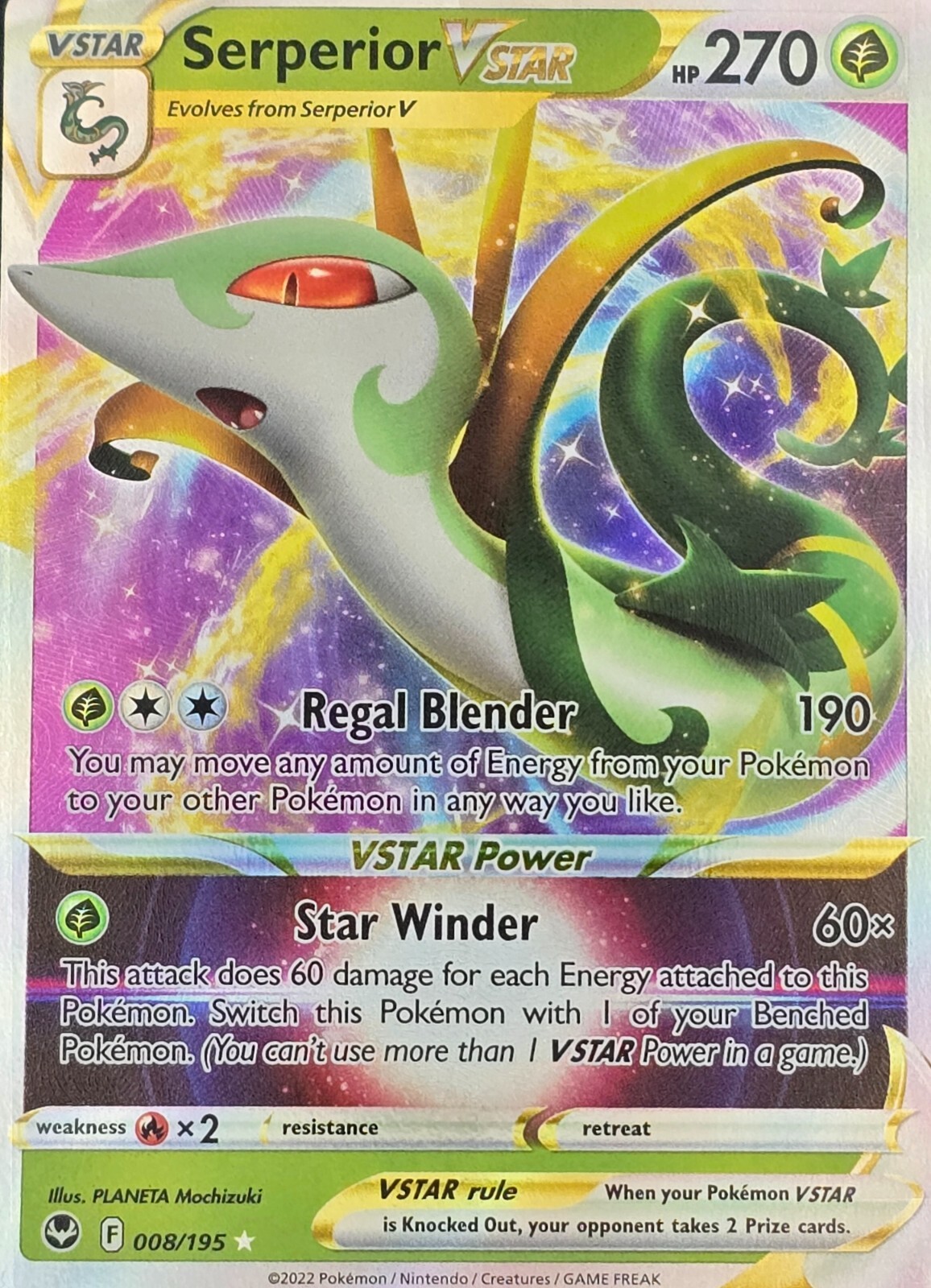 Serperior VSTAR 008/195 - SWSH: Silver Tempest Ultra Rare - Pokémon TCG (NM)