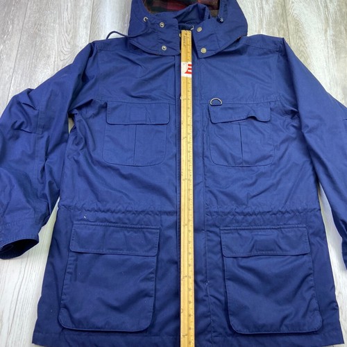 VINTAGE Eddie Bauer Mountain Parka Jacket Mens L Blue Hooded Chore Wool Lined - Picture 6 of 13