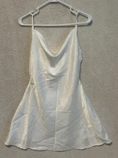 Altar'd State Slip Dress White Large Maxi Spaghetti Strap Tie Back Cowl Neck