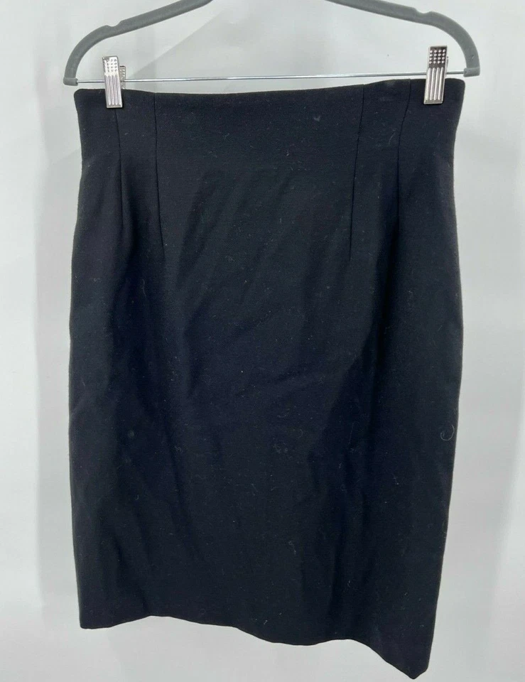 Falda lápiz Escada by Margaretha Ley 100 % lana virgen hasta la rodilla negra talla 42