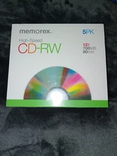 Memorex 5-Pack CD-RW High Speed 12X / 700MB/Mo 80Min New in Box Sealed