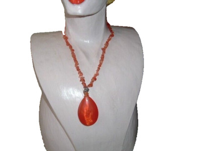 Vintage Cayman Coral Nugget and Pendant Necklace
