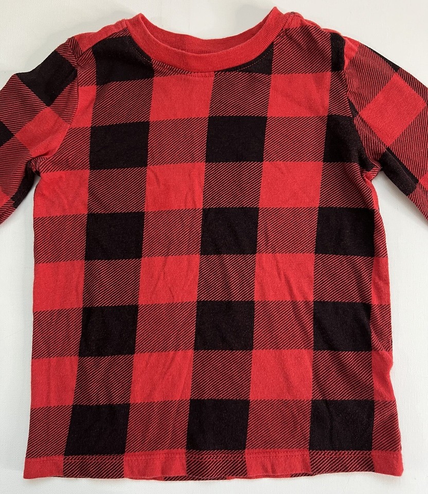 Old Navy Kids Plaid Long Sleeve Shirt Size 3T Toddler Buffalo Red Black