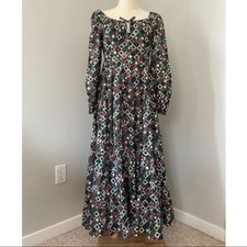 Rixo Cameron Geometric Printed Long Sleeve Tiered Maxi Dress Size XS