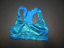NWOT Axis Racer Back Tank Crop Top Metallic teal Foil medium child