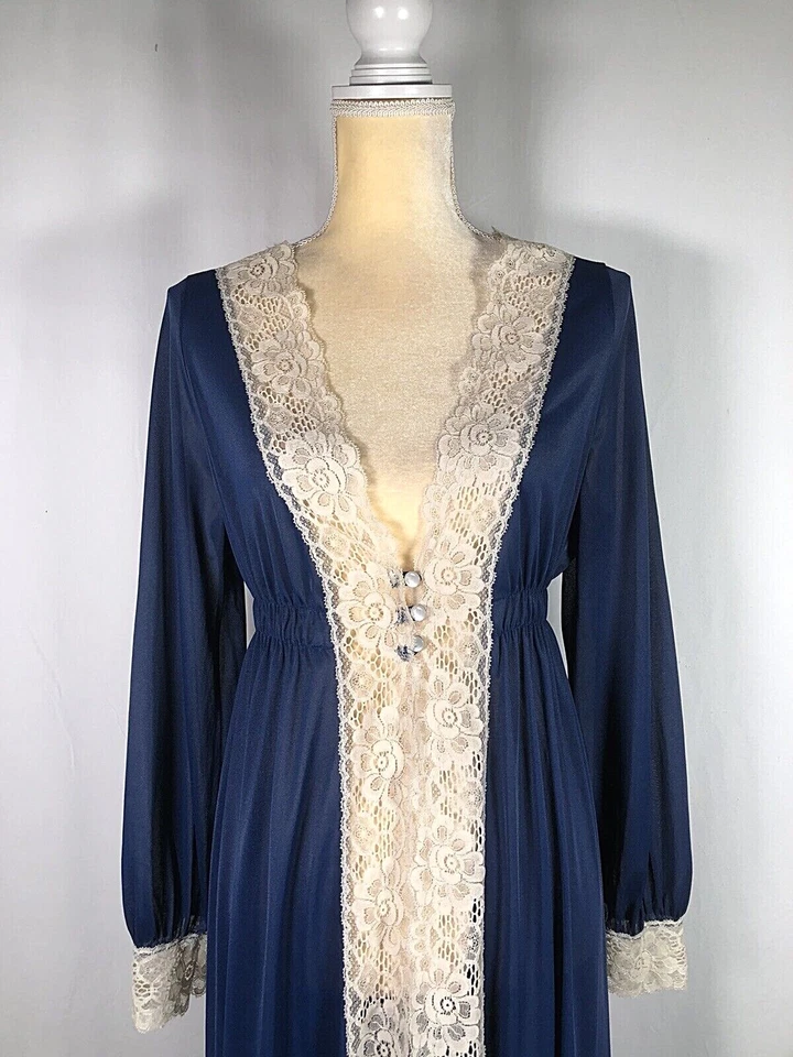 Gossard Artemis Women Nightgown Robe Kaftan Lingerie Medium Old Hollywood Blue - Image 2 of 4