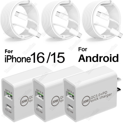 For iPhone 15 16 iPadPro Samsung Type C 20W Fast Charger PD USB C To USB C Cable
