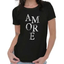 Amore Love Couple French Paris Travel Gift Womens Top Junior Graphic Tee