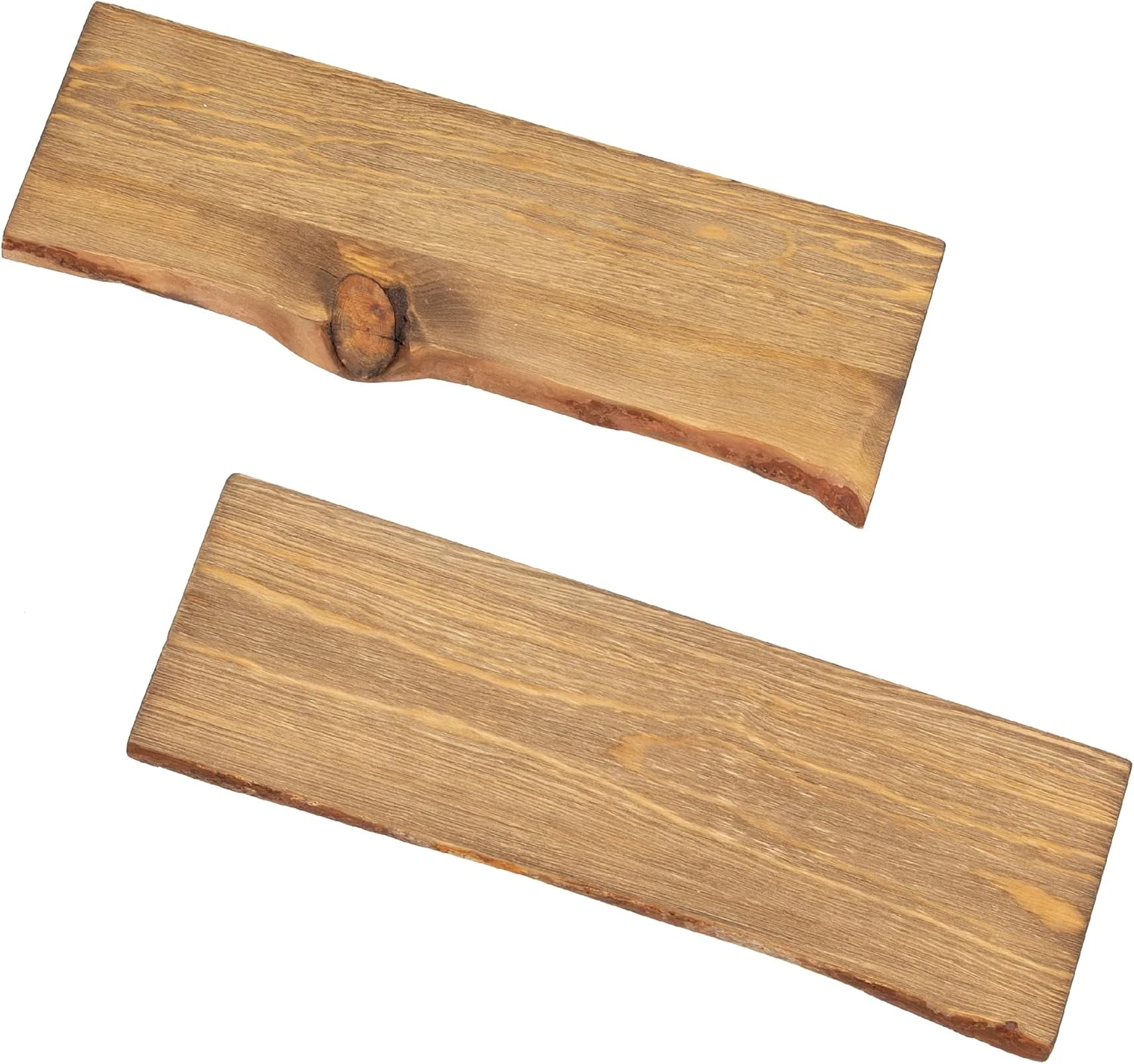 24” Rustic Live Edge Wood Shelf 2-Pack - Sustainable Brown Design