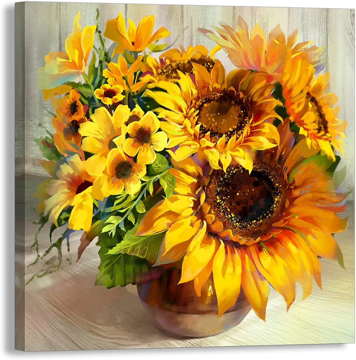 Fall Sunshine Sunflower Bathroom Decor Wall Art Farmhouse Kitchen Paintings for