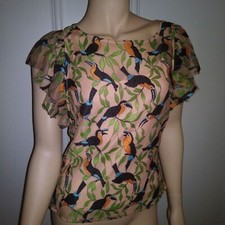 Eva Franco NWOT sheer mesh toucan print inside cami top XS