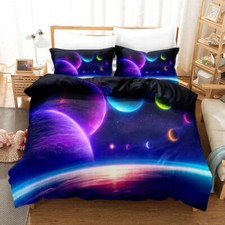 Cosmic Space-themed Bedding Set 3Pcs Quilt Duvet Cover Dorm Single Double King
