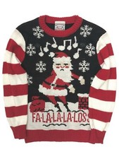 Boys Black  Red Flossing Santa Light Up Christmas Holiday Sweater